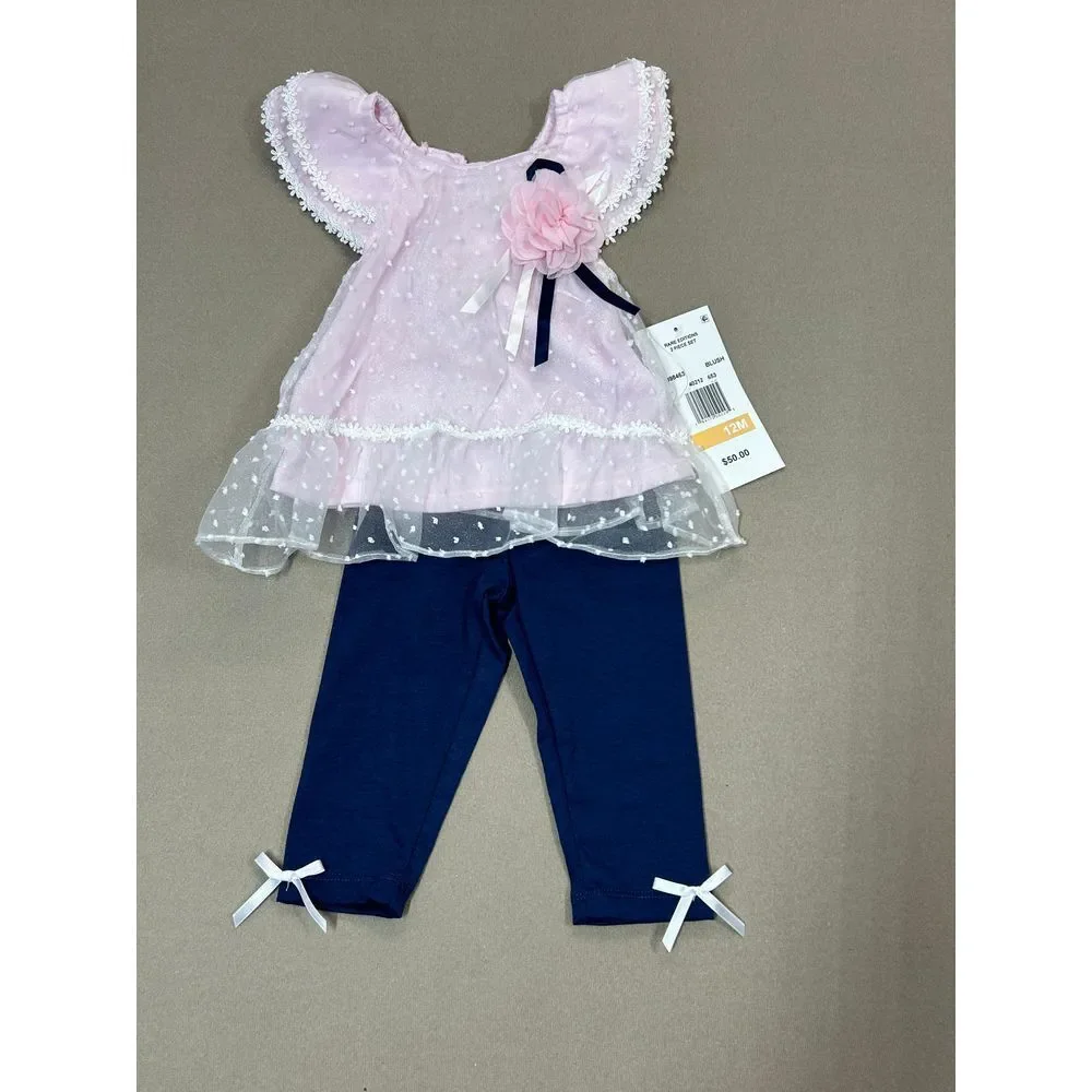 Rare Editions Baby Girls Dot‎ Organza Tunic and Leggings Set Size 12M